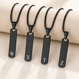 Stainless Steel Letter Rectangle Box Chain Smooth Matte Heart Pendant Necklace Black 22.83 in N100 product image 2