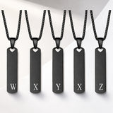 Stainless Steel Letter Rectangle Box Chain Smooth Matte Heart Pendant Necklace Black 22.83 in N100 product image 3