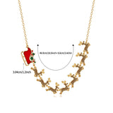 Gold-Plated Enamel Deer Link Chain Rhinestone Polished Necklace Red 18.46 in N101 product image 2
