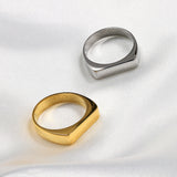 Stainless Steel Rectangle Size 7-10 Mens Polished Textured Square Ring Silver Gold R118 product image 1