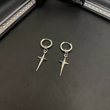 Stainless Steel Star Smooth Polished Cross Shape Star-Shaped Pendants Hoop Earrings Silver 1.57 in E154 product image 2