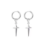 Stainless Steel Star Smooth Polished Cross Shape Star-Shaped Pendants Hoop Earrings Silver 1.57 in E154 product image 3