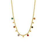 Stainless Steel Cubic Zirconia Flat Round Pave Smooth Polished Chain Necklace Gold 15.35 in N102 product image 4