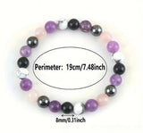 Gemstone Hematite Round Quartz Tiger Eye Beaded Smooth Glossy Adjustable Stretch Bracelet Turquoise T122