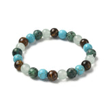 Gemstone Hematite Round Quartz Tiger Eye Beaded Smooth Glossy Adjustable Stretch Bracelet Turquoise T122