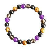 Gemstone Hematite Round Quartz Tiger Eye Beaded Smooth Glossy Adjustable Stretch Bracelet Turquoise T122