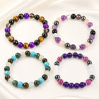 Gemstone Hematite Round Quartz Tiger Eye Beaded Smooth Glossy Adjustable Stretch Bracelet Turquoise T122 product image 1