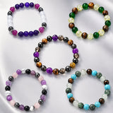 Gemstone Hematite Round Quartz Tiger Eye Beaded Smooth Glossy Adjustable Stretch Bracelet Turquoise T122 product image 3