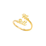 18K Gold-Plated Stainless Steel Word Polished Oval Adjustable Cuff Ring Rose Gold Silver R121