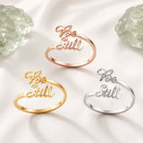 18K Gold-Plated Stainless Steel Word Polished Oval Adjustable Cuff Ring Rose Gold Silver R121 product image 3