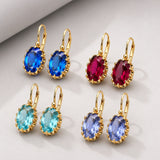 Cubic Zirconia Drop Oval Pale Smooth Polished Dangle Earrings Turquoise Gold 1.18 in E155 product image 3