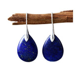 18K Gold-Plated Gemstone Drop Crystal Teardrop Smooth Flower Dangle Earrings 1.57 in E156
