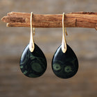 18K Gold-Plated Gemstone Drop Crystal Teardrop Smooth Flower Dangle Earrings 1.57 in E156