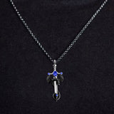 Stainless Steel Dinosaur Capri Ruby Rhinestone Polished Dragon Pendant Necklace Blue Red N105
