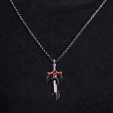 Stainless Steel Dinosaur Capri Ruby Rhinestone Polished Dragon Pendant Necklace Blue Red N105