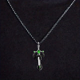 Stainless Steel Dinosaur Capri Ruby Rhinestone Polished Dragon Pendant Necklace Blue Red N105