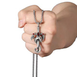 Stainless Steel Dinosaur Ruby Fern Rhinestone Polished Dragon Pendant Necklace Green Red N106