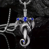Stainless Steel Dinosaur Ruby Fern Rhinestone Polished Dragon Pendant Necklace Green Red N106