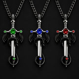 Stainless Steel Dinosaur Capri Ruby Rhinestone Polished Dragon Pendant Necklace Blue Red N105 product image 1
