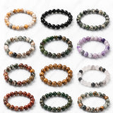 Gemstone Agate Round Quartz Carnelian Beaded Adjustable Stretch Bracelet Turquoise T124 product image 1