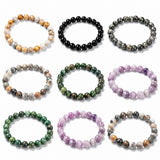 Gemstone Agate Round Quartz Carnelian Beaded Adjustable Stretch Bracelet Turquoise T124 product image 2