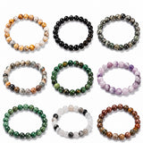 Gemstone Agate Round Quartz Carnelian Beaded Adjustable Stretch Bracelet Turquoise T124 product image 3