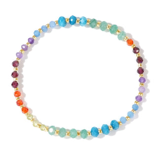 Chakra Faceted Aquamarine Amethyst Aventurine Bohemian Smooth Round Adjustable Stretch Bracelet Blue Green Purple Orange T125