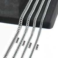 16-36" Stainless Steel Silver Cuban Chain Men Womens Necklace 3/5/7/9/11mm Lobster Clasp