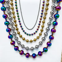 16-36" Stainless Steel Bead Ball Necklace Silver Gold Multicolor 2/4/6/8/10mm