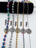 16-36" Stainless Steel Bead Ball Necklace Silver Gold Multicolor 2/4/6/8/10mm