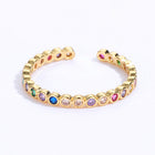 Stainless Steel Cubic Zirconia Polished Circular Adjustable Open Cuff Ring Gold R122 product image 1