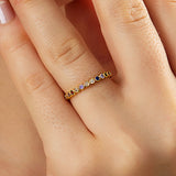 Stainless Steel Cubic Zirconia Polished Circular Adjustable Open Cuff Ring Gold R122 product image 2
