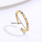 Stainless Steel Cubic Zirconia Polished Circular Adjustable Open Cuff Ring Gold R122 product image 3