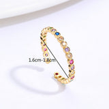 Stainless Steel Cubic Zirconia Polished Circular Adjustable Open Cuff Ring Gold R122 product image 3