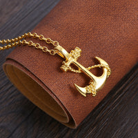 Stainless Steel Pendant Necklace Pirate Anchor Antique Silver Gold 23.5" A257