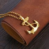 Stainless Steel Pendant Necklace Pirate Anchor Antique Silver Gold 23.5" A257