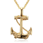 Stainless Steel Pendant Necklace Pirate Anchor Antique Silver Gold 23.5" A257