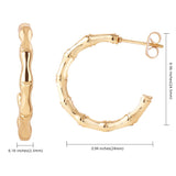 Stainless Steel Bamboo Womens Polished Hoop Bamboo-Inspired Texture Stud Earrings Gold 0.96 in E157 product image 2