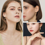 Stainless Steel Bamboo Womens Polished Hoop Bamboo-Inspired Texture Stud Earrings Gold 0.96 in E157 product image 7