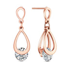 Stainless Steel Cubic Zirconia Teardrop Polished Dangle Stud Earrings Rose Gold E158 product image 1