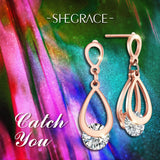 Stainless Steel Cubic Zirconia Teardrop Polished Dangle Stud Earrings Rose Gold E158 product image 2