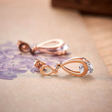 Stainless Steel Cubic Zirconia Teardrop Polished Dangle Stud Earrings Rose Gold E158 product image 4