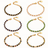 18K Gold-Plated Stainless Steel Round Agate Bohemian Smooth Polished Lobster Clasp Beaded Bracelet Black T127 product image 1