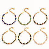 18K Gold-Plated Stainless Steel Round Agate Bohemian Smooth Polished Lobster Clasp Beaded Bracelet Black T127 product image 2
