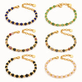 18K Gold-Plated Stainless Steel Round Agate Bohemian Smooth Polished Lobster Clasp Beaded Bracelet Black T127 product image 3
