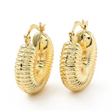 18K Gold-Plated Chunky Womens Shiny Shell Round Coiled Hoop Earrings 0.98 in E159 product image 1