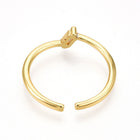 18K Gold-Plated Cubic Zirconia Micro Pave Rectangle Polished Shiny Adjustable Cuff Ring R125 product image 3