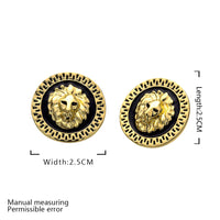 Copy of Rose Gold Platinum Plated Black Earrings Clip On Push Back Lion 1" L319