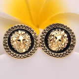 Copy of Rose Gold Platinum Plated Black Earrings Clip On Push Back Lion 1" L319