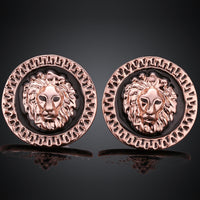 Copy of Rose Gold Platinum Plated Black Earrings Clip On Push Back Lion 1" L319